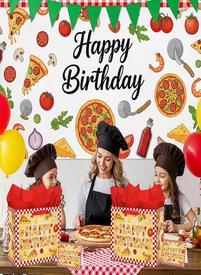 Woosytoo Pizza Birthday Decorations Bag Large Pizza Happy Birthday Paper Bag with Tissue Paper Card Pizza Bday Party Supplies for Kids Festival Bday Cooking Italy Theme Party Supplies - Image 3